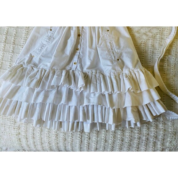 Leifsdottir dress off white ruffles sleeveless womens 6 cotton - Picture 2 of 12